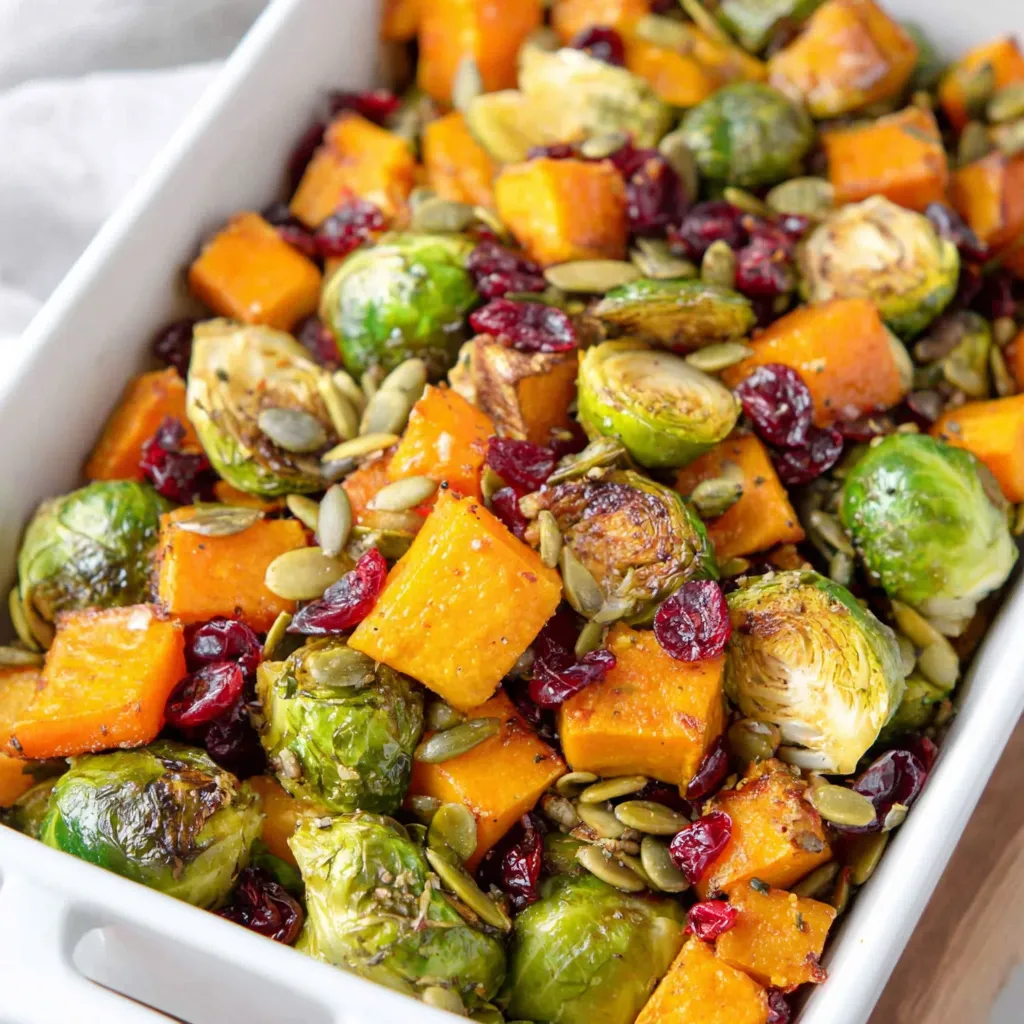 Roasted Butternut Squash and Brussels Sprouts