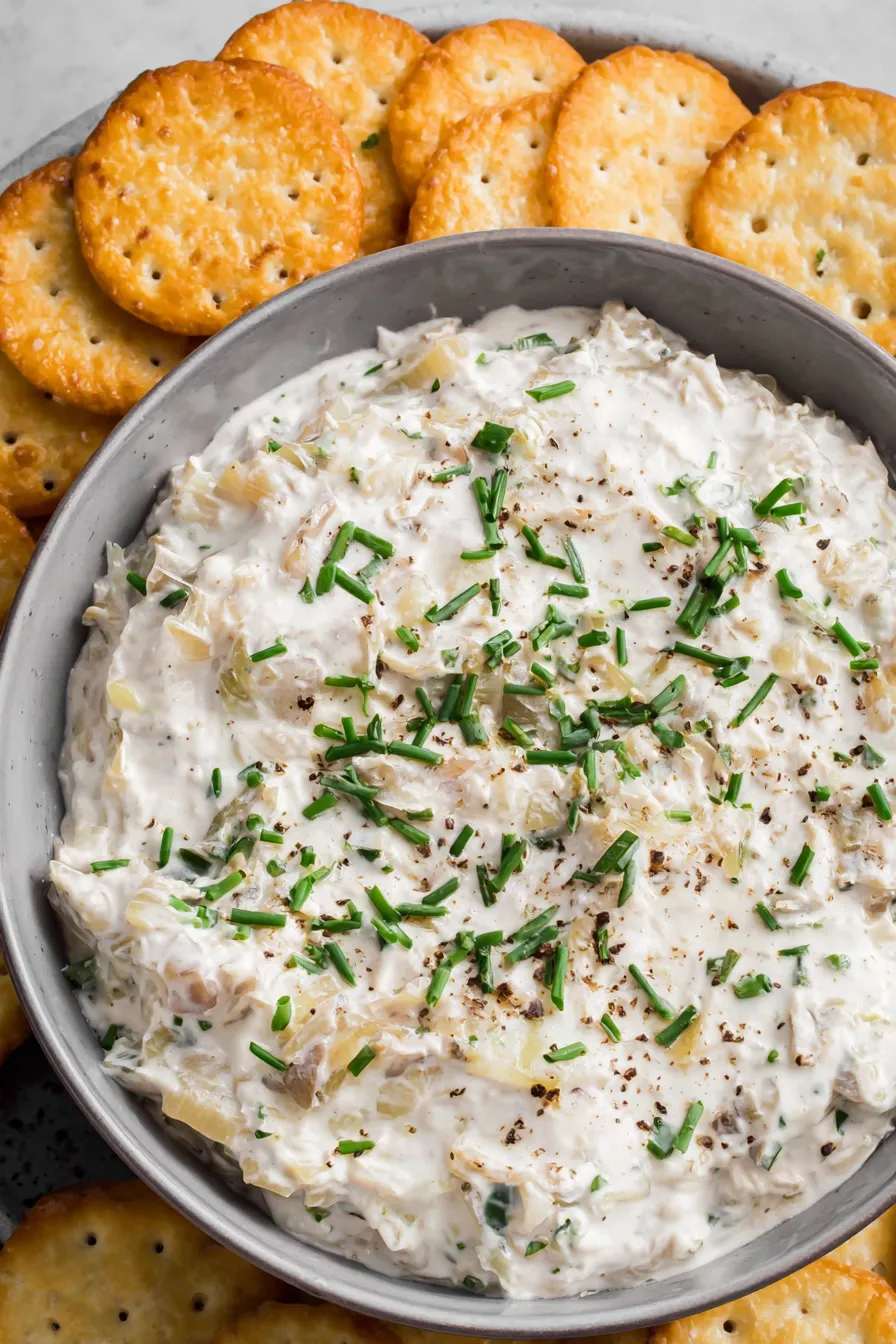 Serving French onion dip with chips