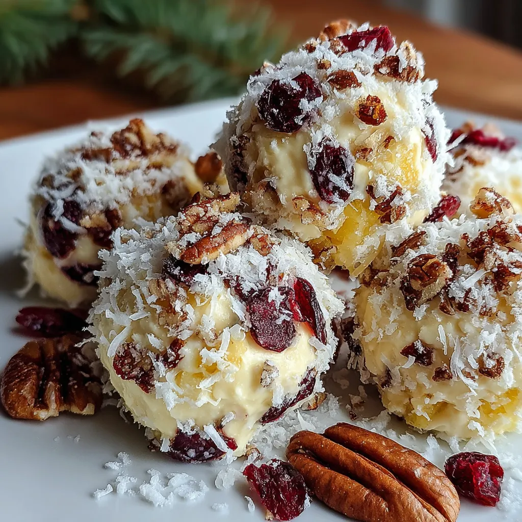 Mini Pineapple Cranberry Cheese Balls with Pecans