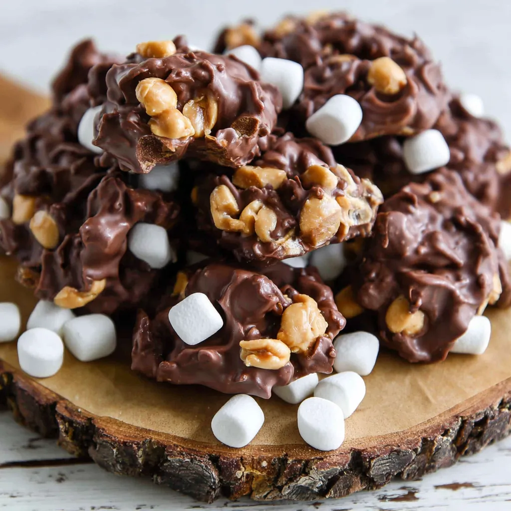 Easy Fluffy Chocolate Marshmallow Peanut Clusters