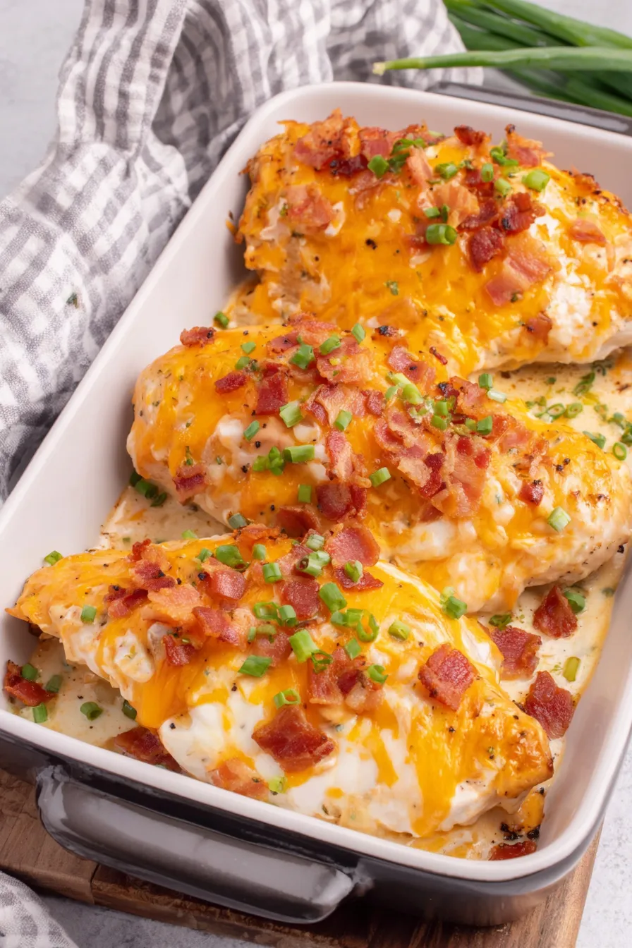 Baked Crack Chicken finished casserole