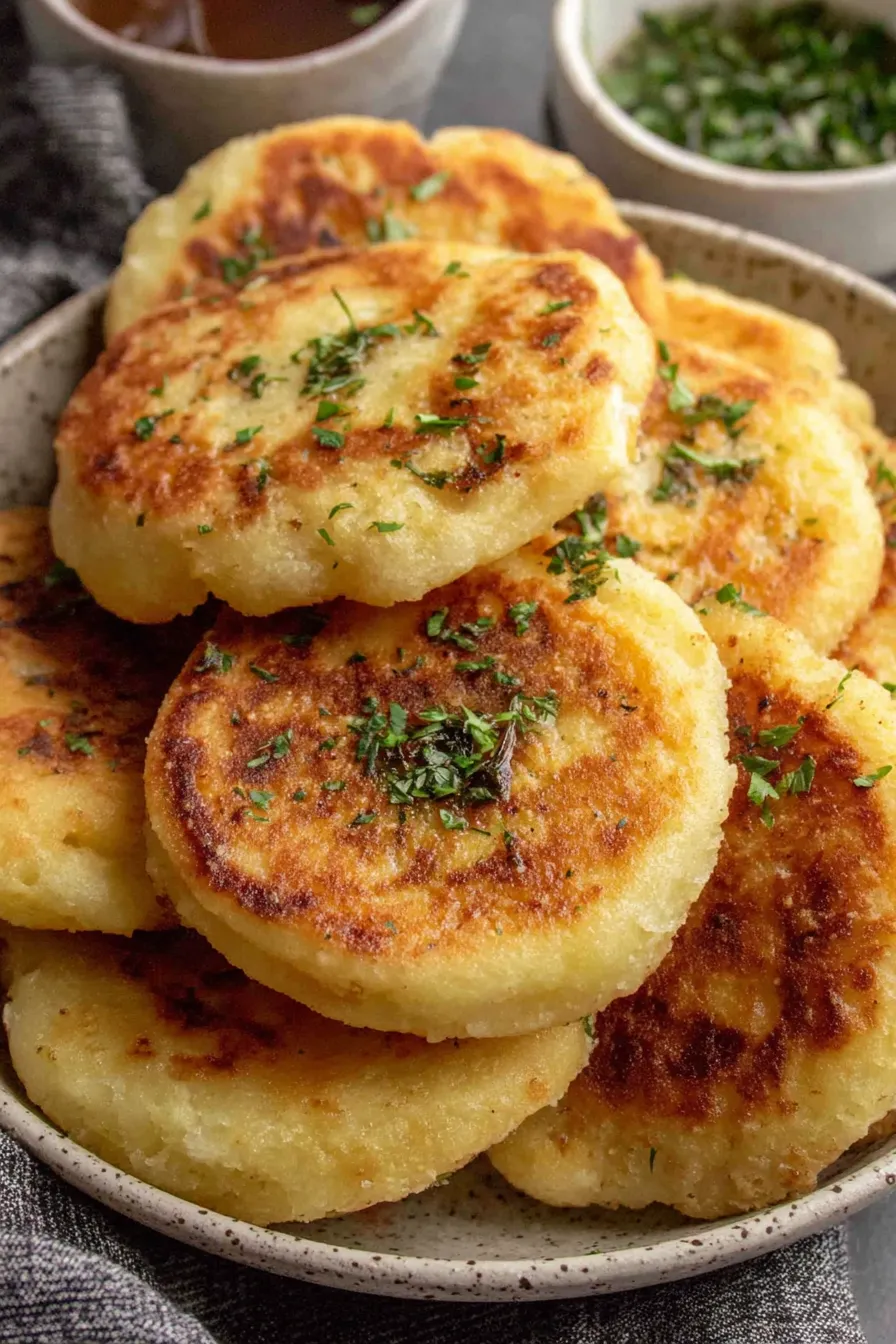 Gorditas frying in a skillet, golden and bubbly