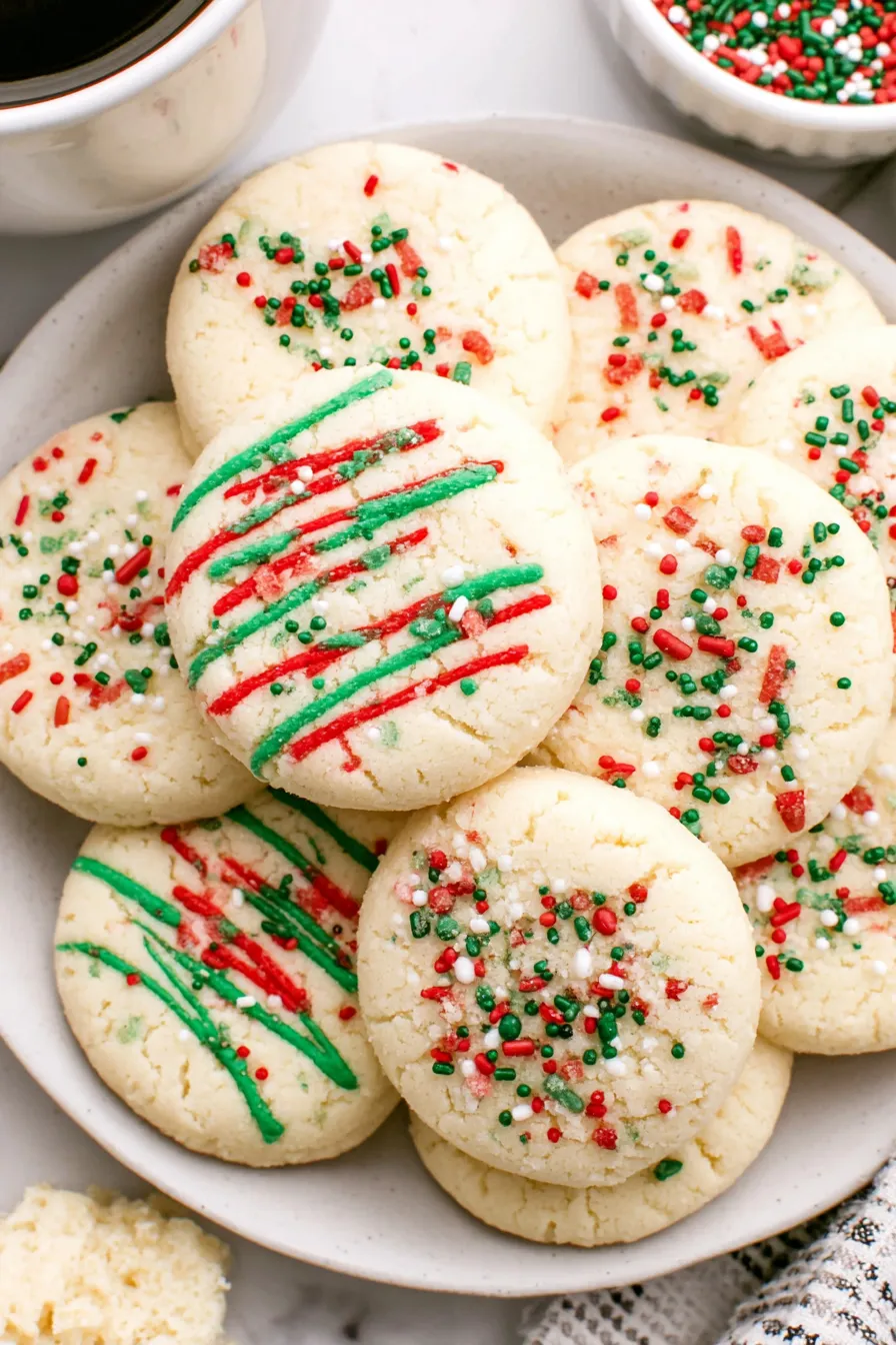 Shortbread cookies on parchment with sprinkles