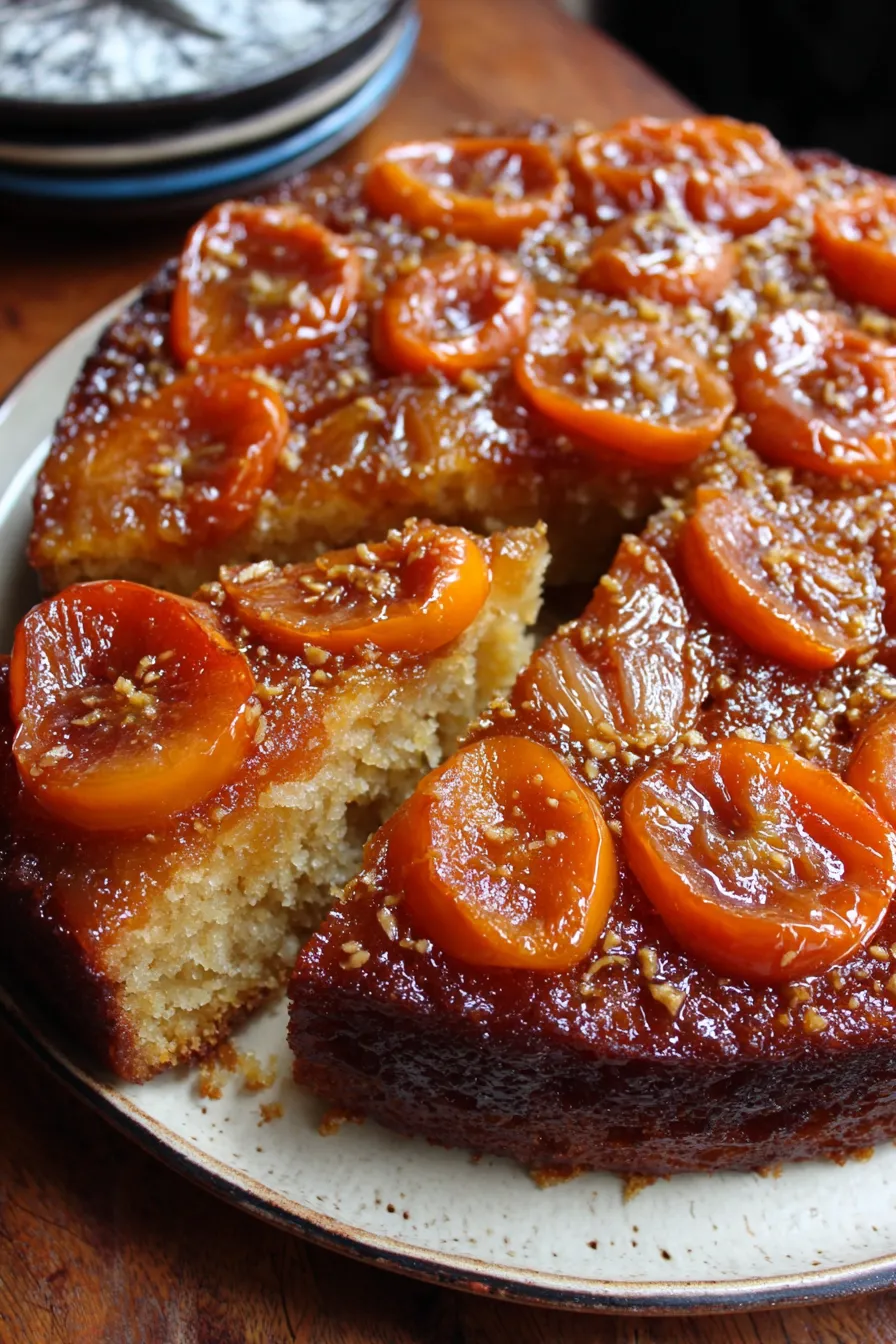 Sliced persimmon rounds arranged in a cake pan