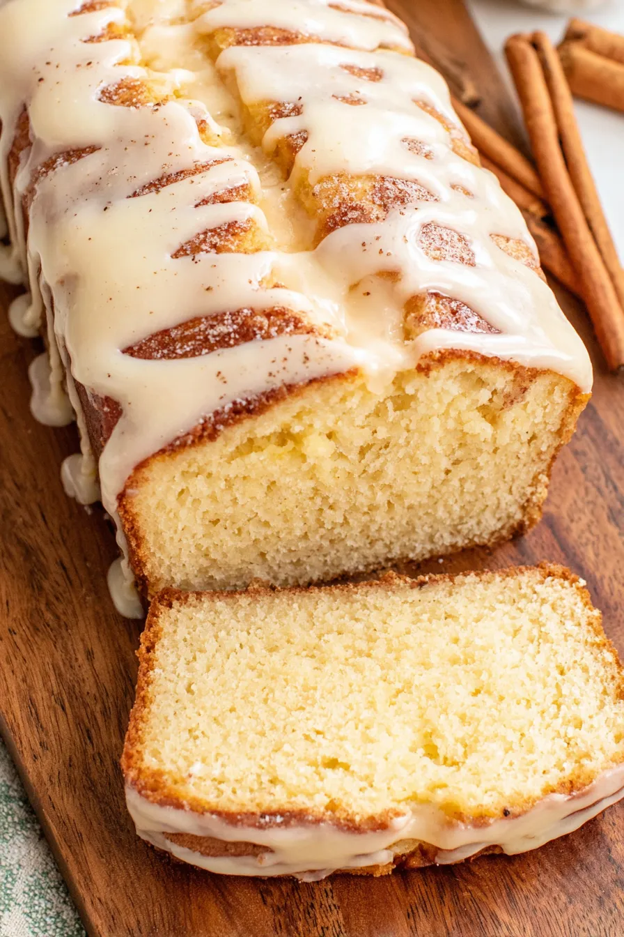 Freshly baked eggnog loaf cooling on a wire rack