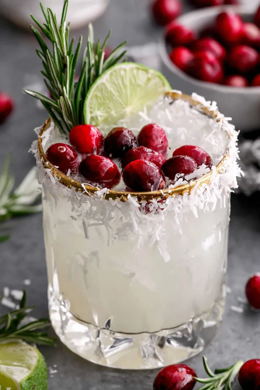 Ingredients laid out for White Christmas Margarita