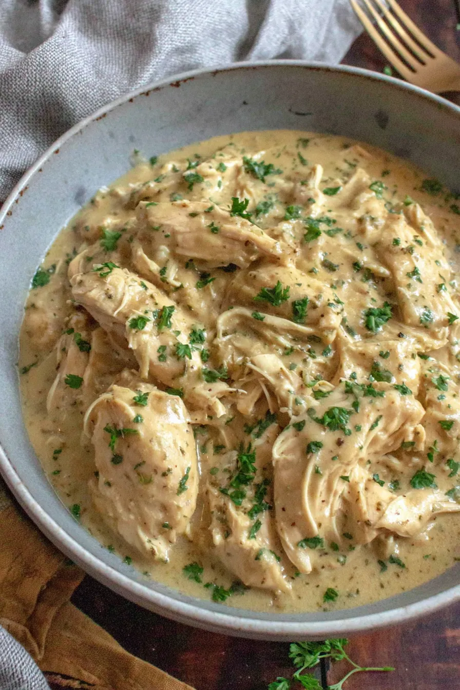 Served chicken and gravy with rice