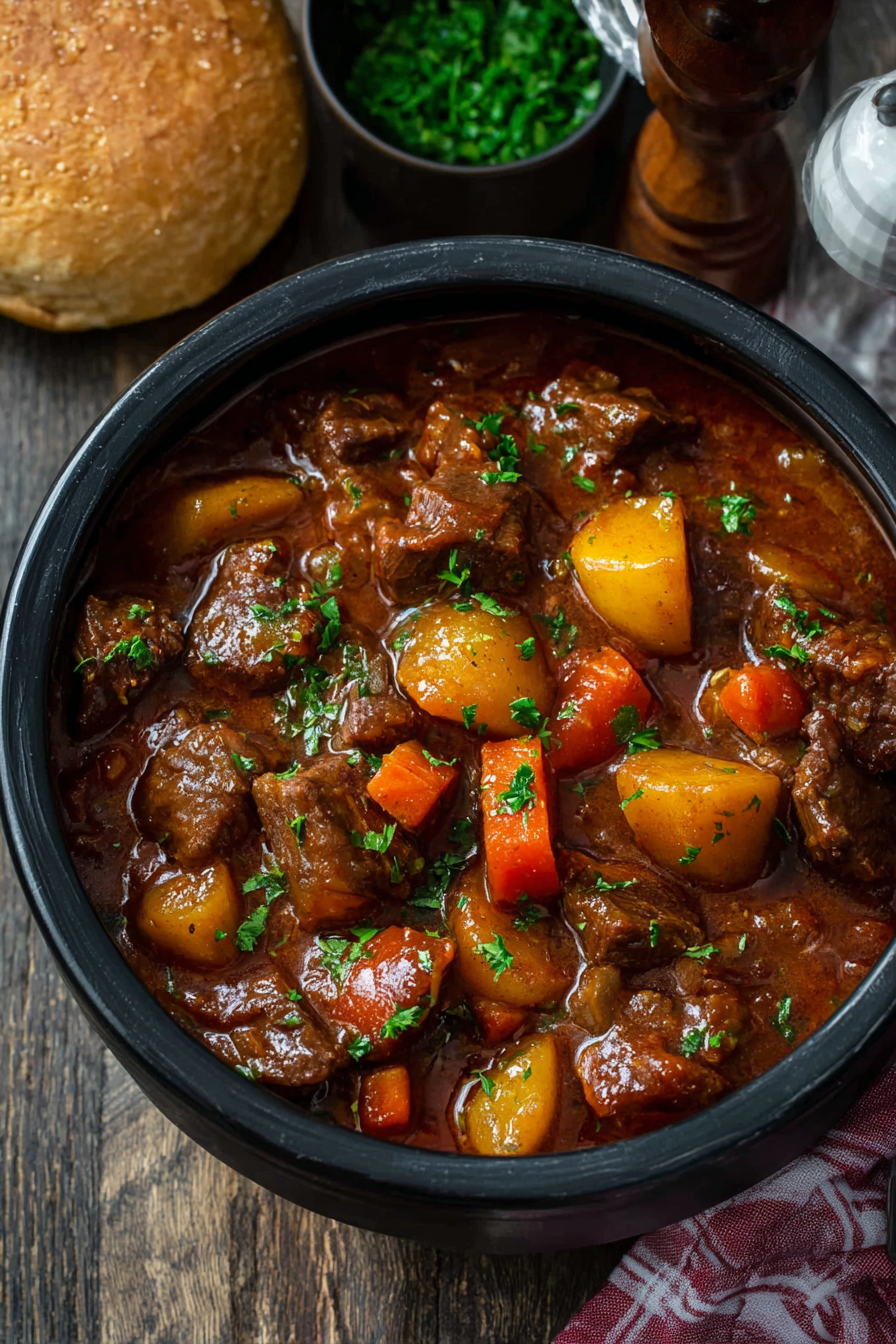 Hearty slow cooker beef stew with vegetables