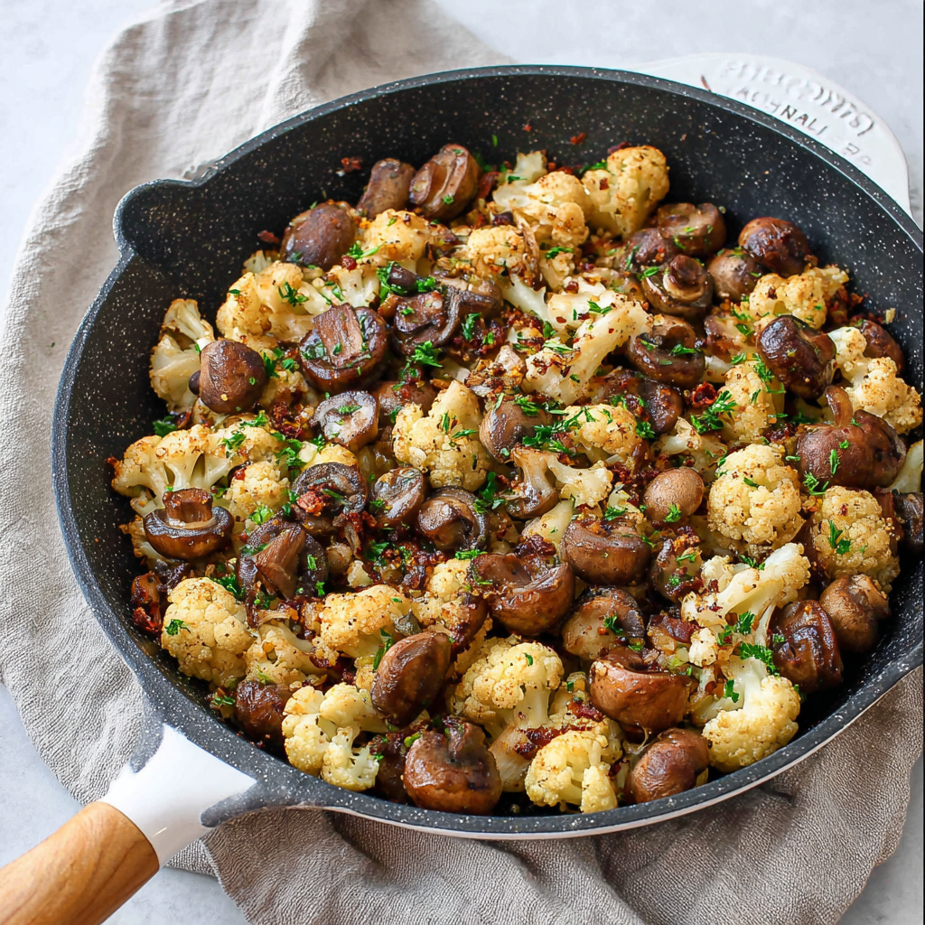 Garlic Cauliflower Mushroom Skillet