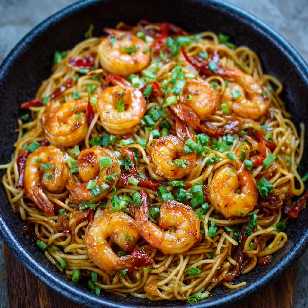 Spicy Szechuan Shrimp and Noodles