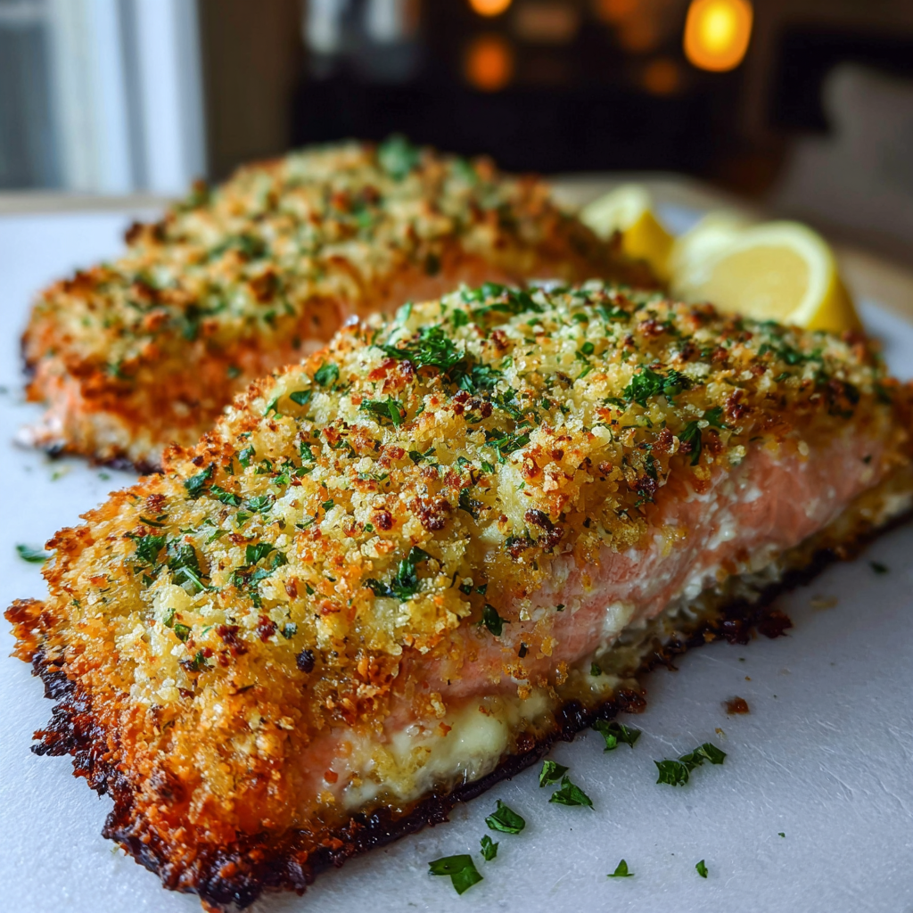 Crispy Parmesan Crusted Baked Salmon