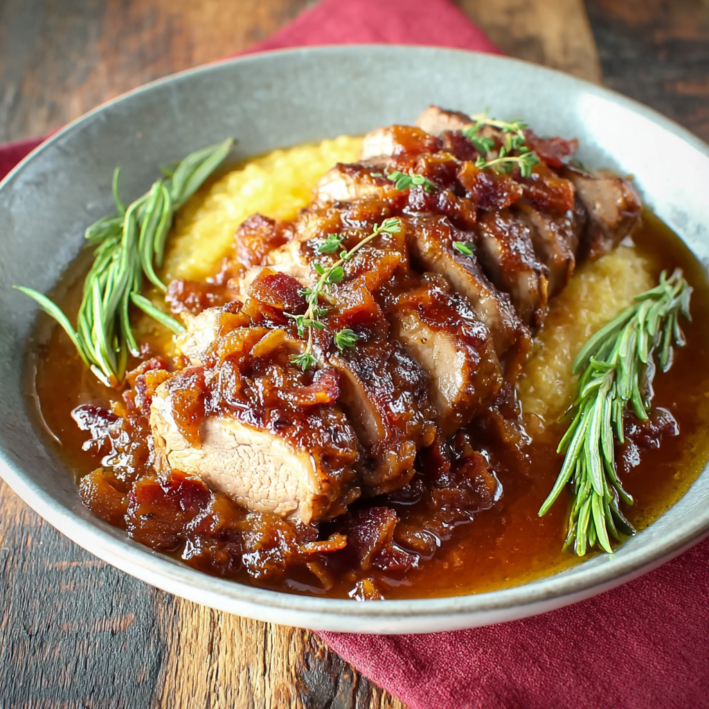 Slow Cooker Apple Butter Glazed Pork Tenderloin