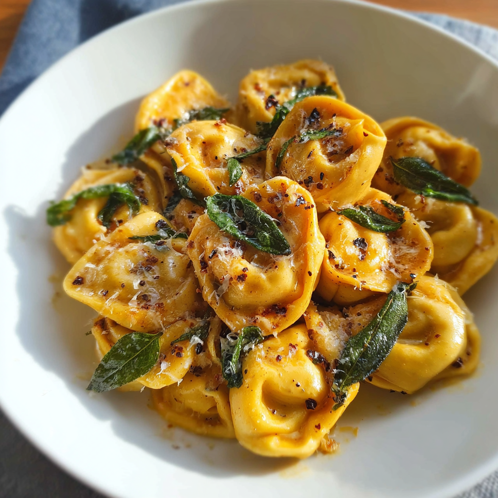 Creamy Pumpkin Tortellini with Sage and Parmesan