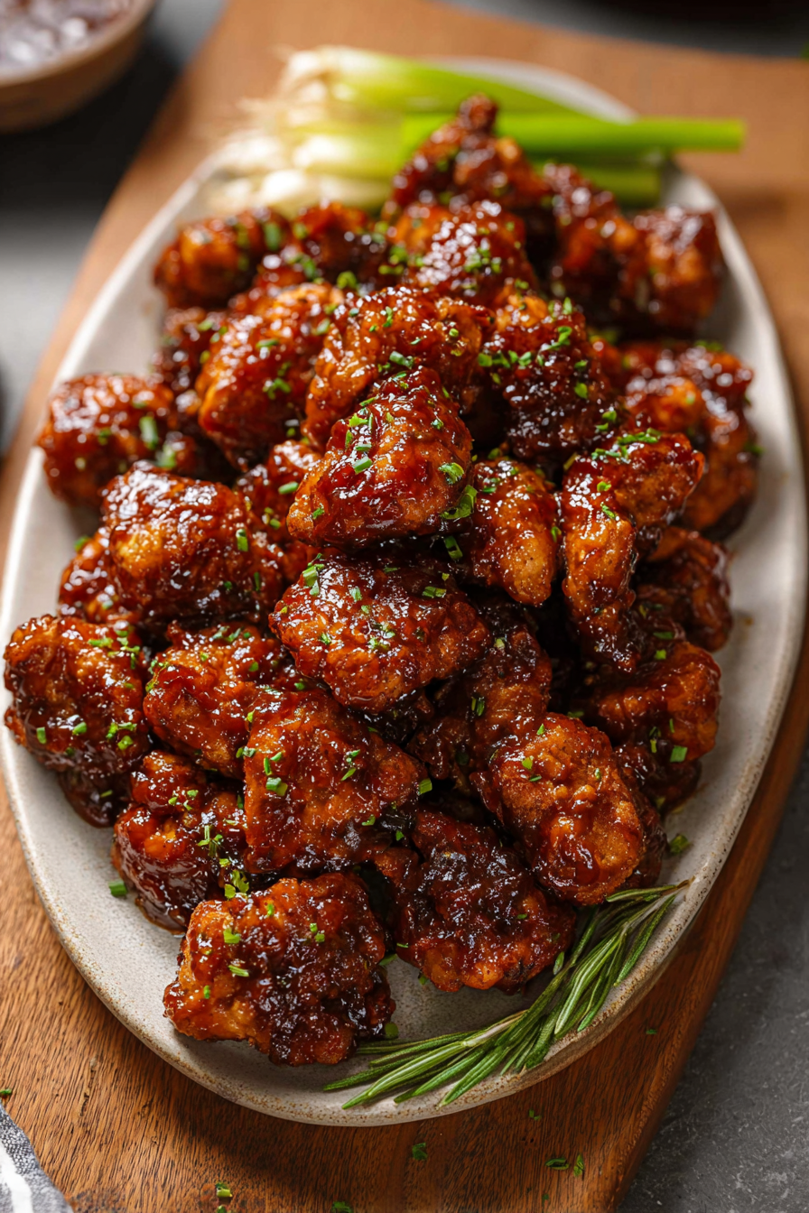 Coated chicken bites on baking sheet