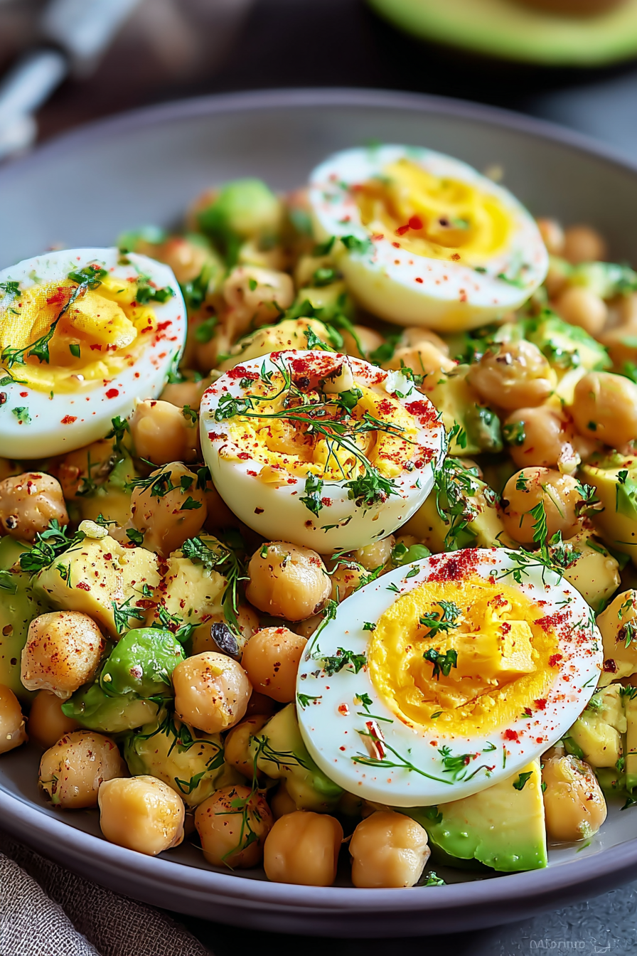 Salade d'avocat et pois chiches prête à servir