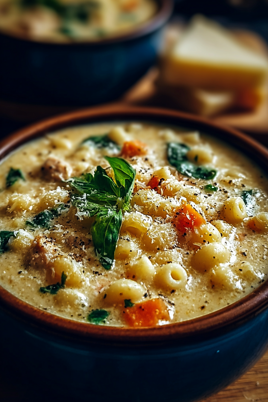 Ingredients laid out for creamy ditalini soup