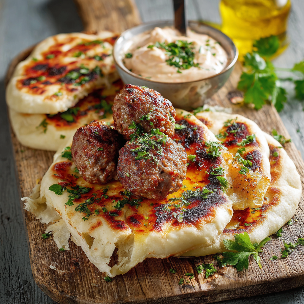 Délicieux naan aux keftas