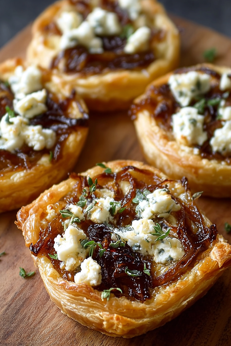 Caramelized onion and goat cheese tart on parchment
