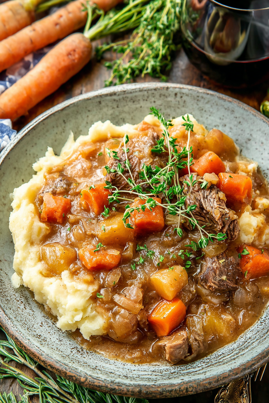 apple cider stew in pot