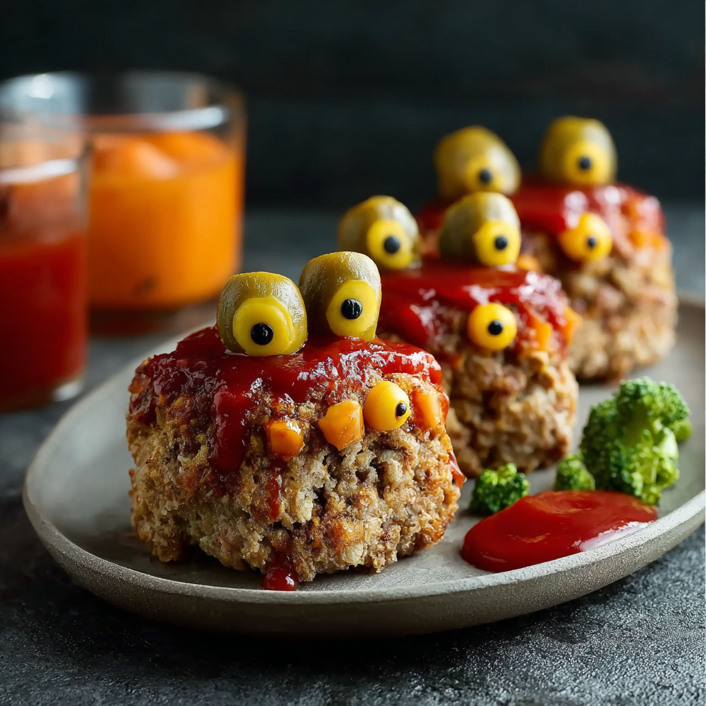 Mini Monster Meatloaf Halloween Dinner