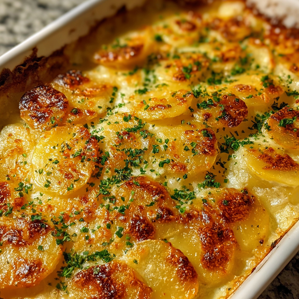 Roasted Garlic Potatoes au Gratin