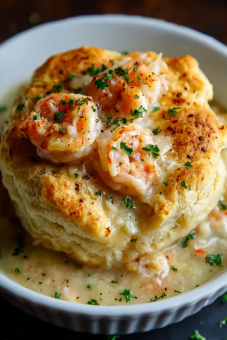 Baked pot pies with cheddar bay biscuits