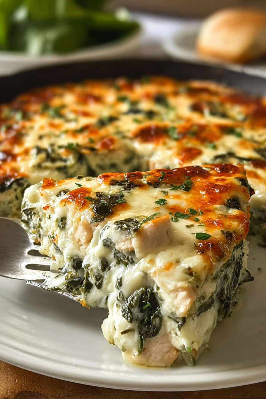 Baked chicken casserole with golden cheese