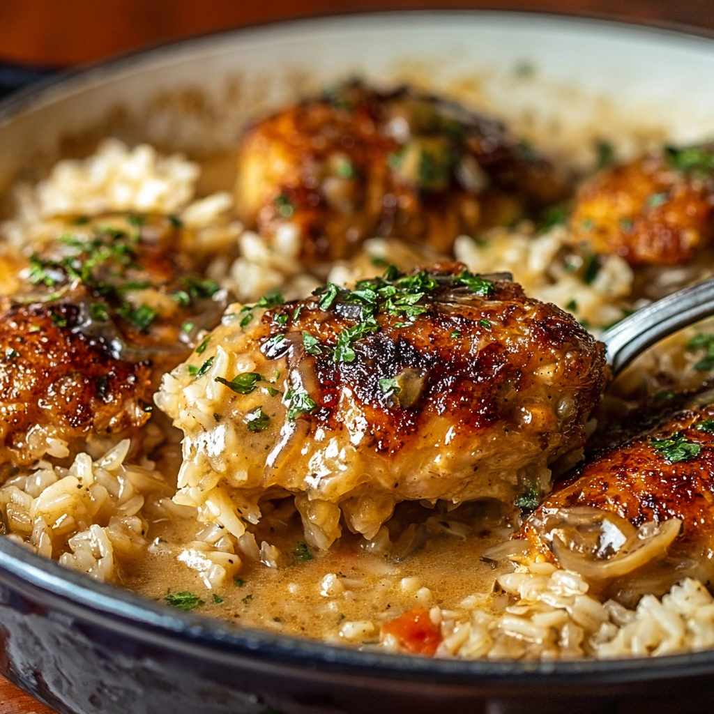 Smothered Chicken and Rice Comfort Meal