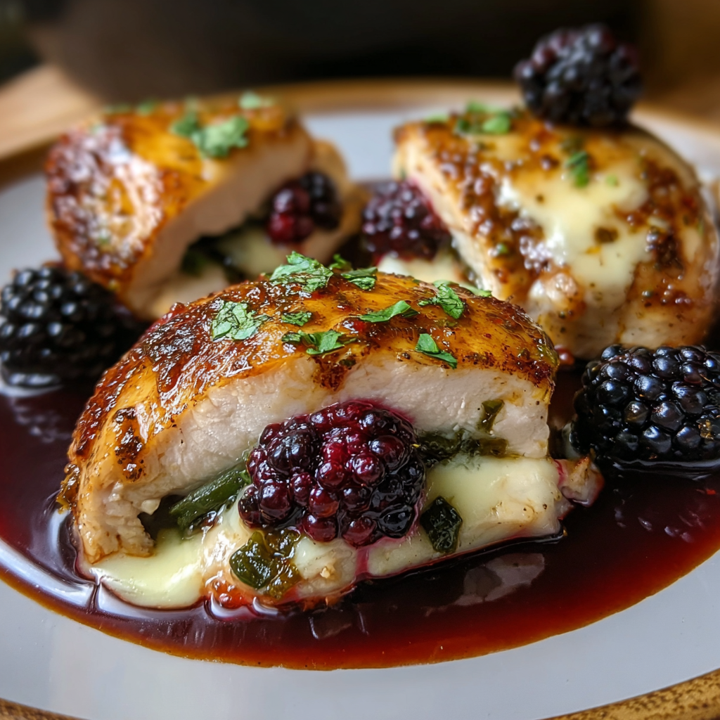 Melty Blackberry Jalapeño Stuffed Chicken