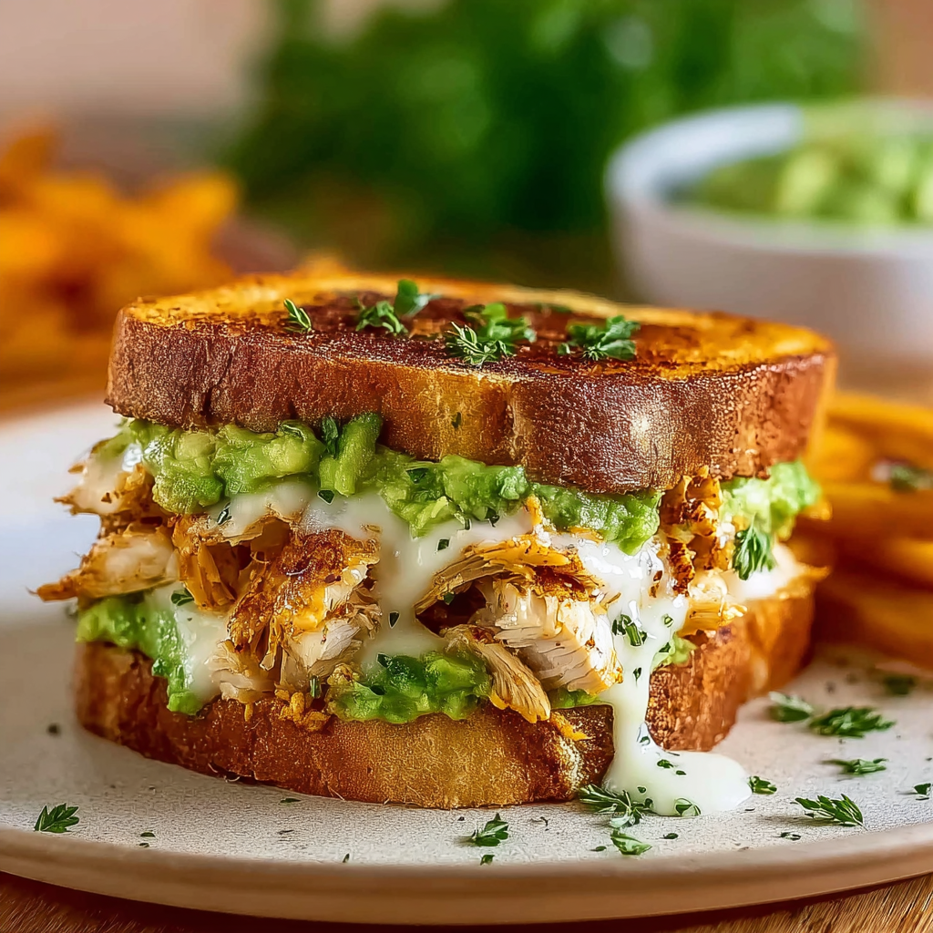 Sliced sandwich with avocado and tomato, plated