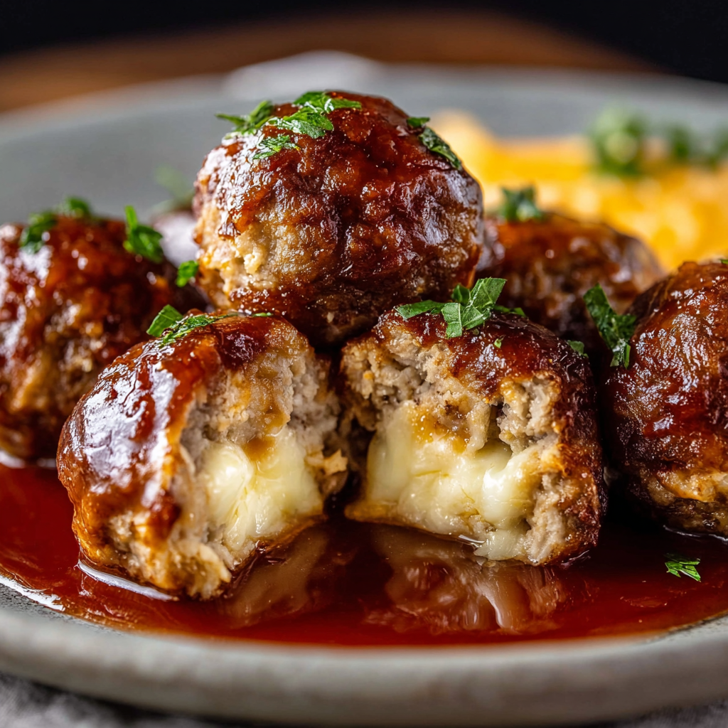 Smoked Cheese Stuffed Meatballs