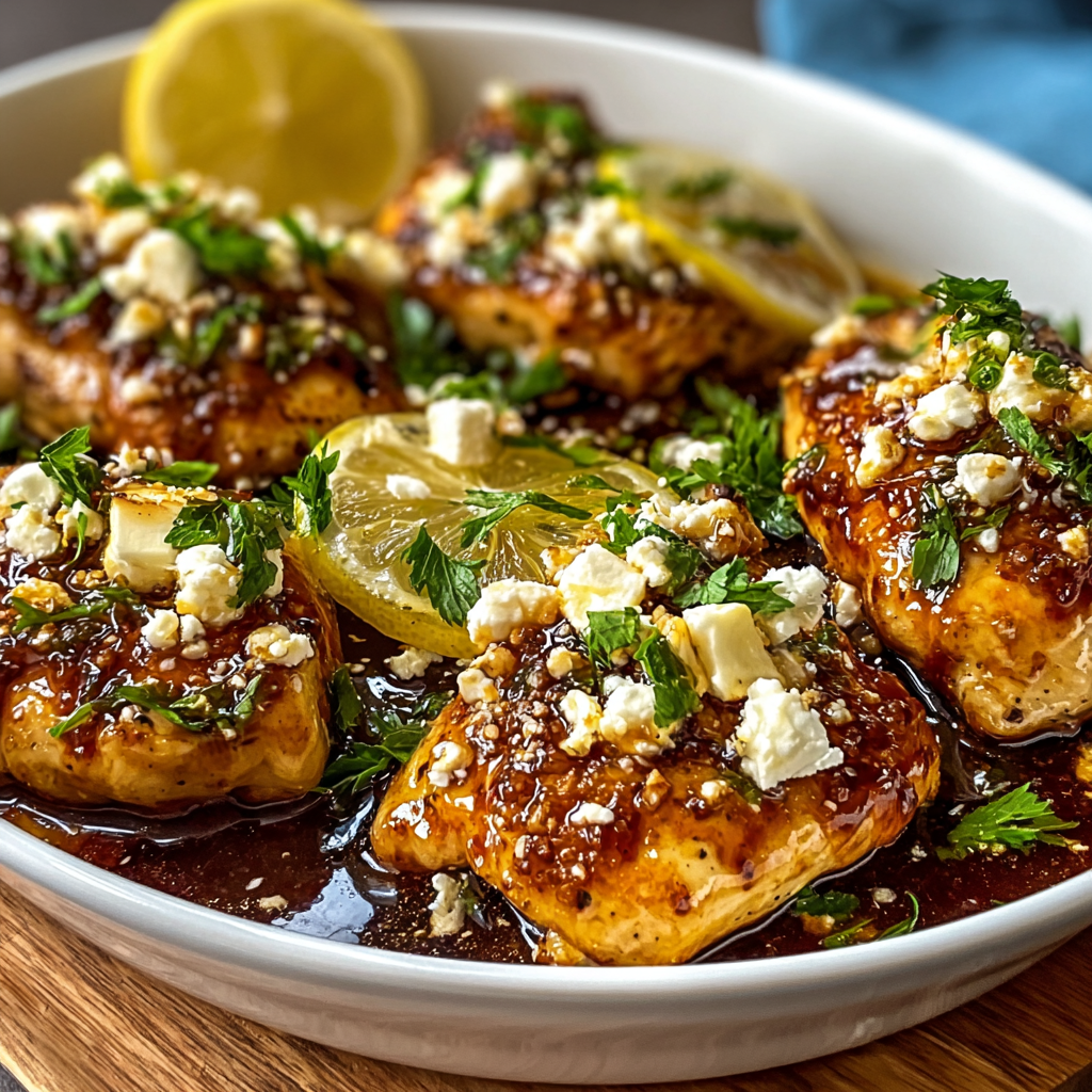 Hot Honey Feta Chicken ingredients and marinade