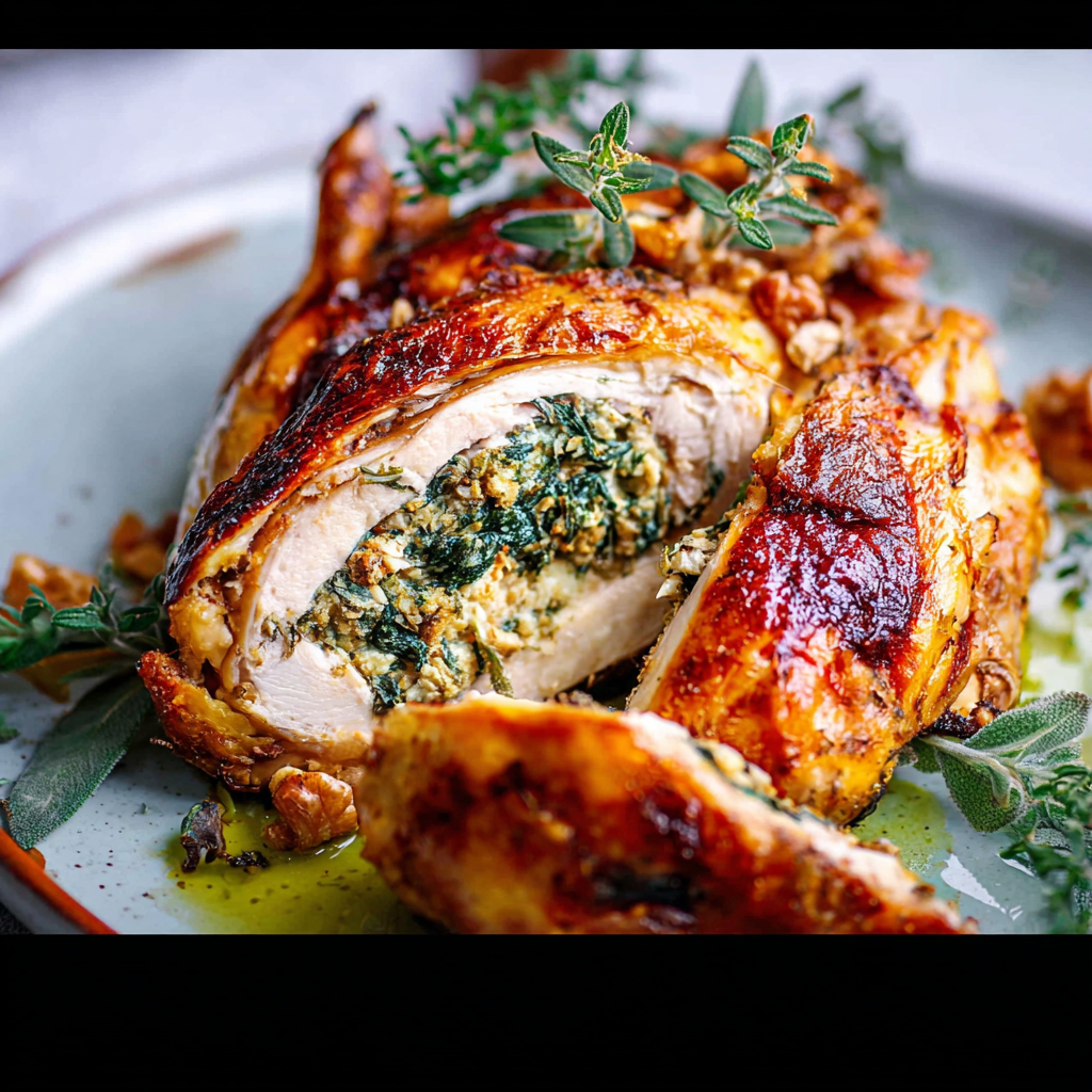 Poulet farci après cuisson