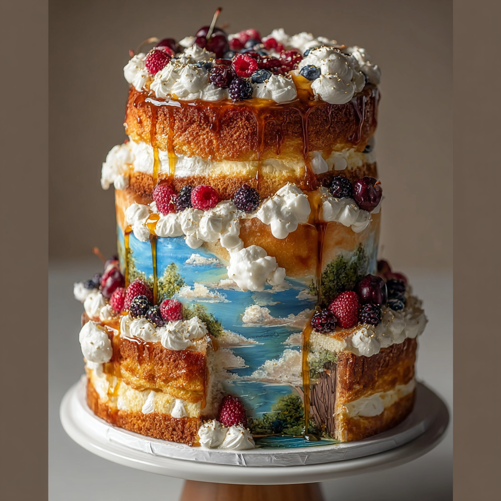 Heaven on Earth Cake layered trifle in glass bowl