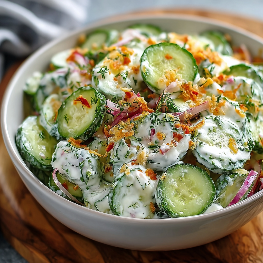 Salad bowl with bacon and dill