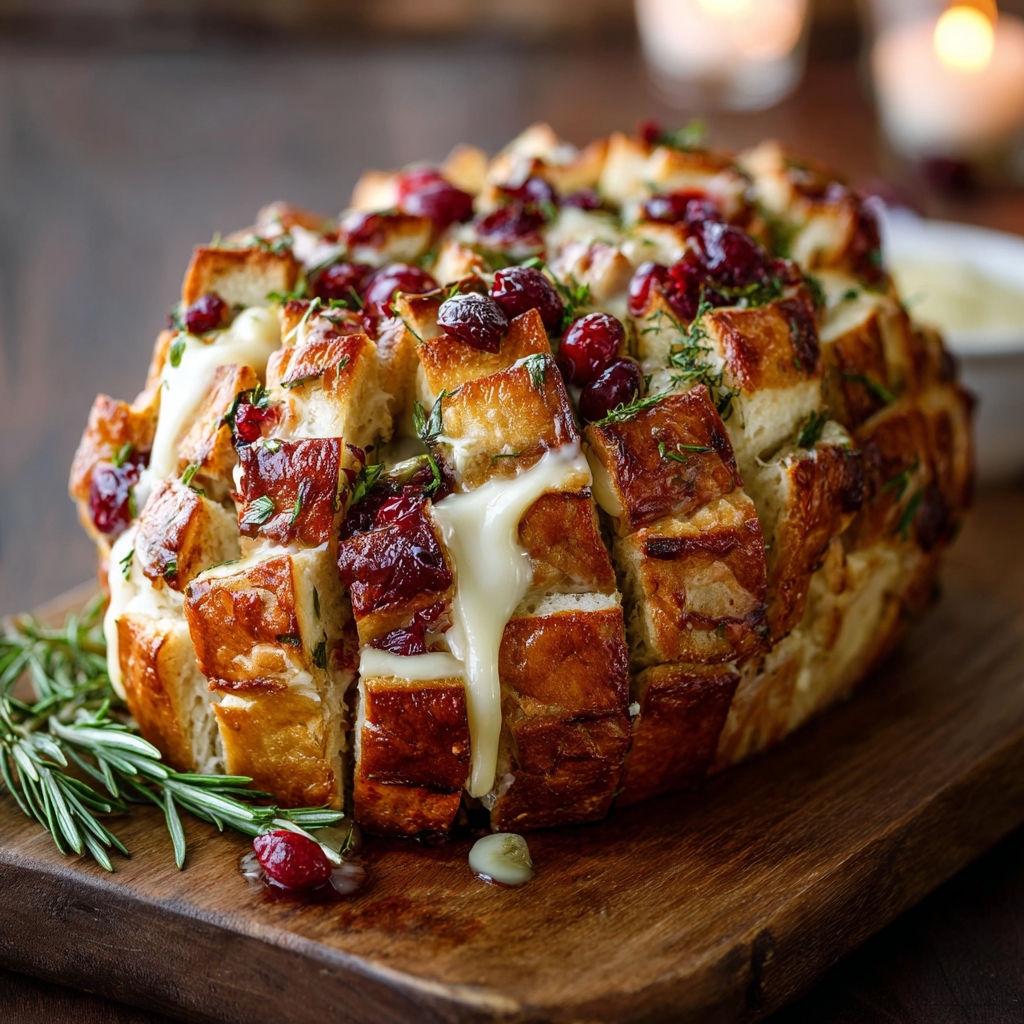 Pull-apart bread with Brie and cranberries
