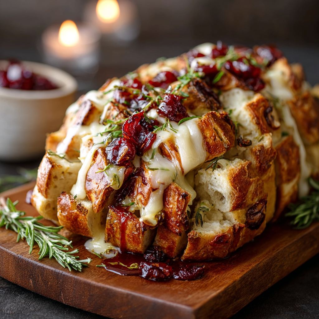 Close-up of Brie melting into bread