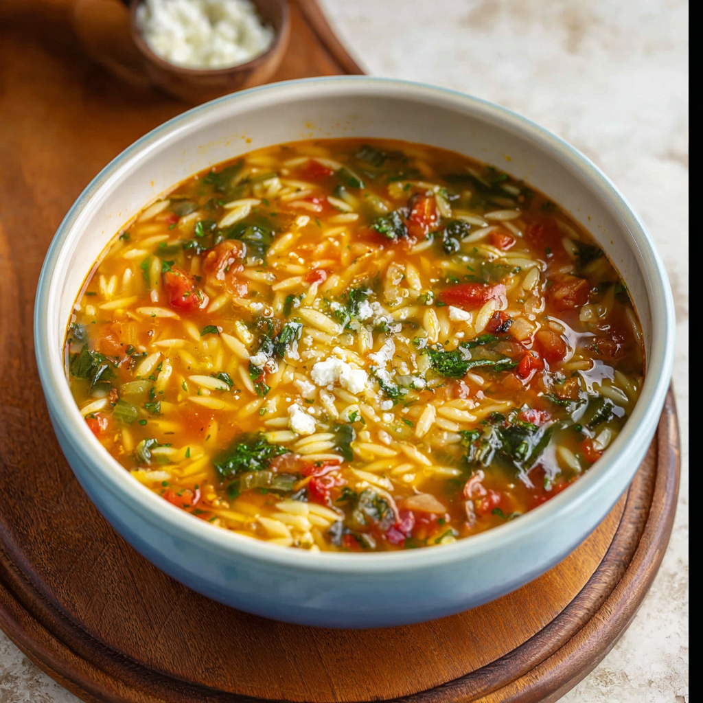 Fresh ingredients for Mediterranean orzo soup