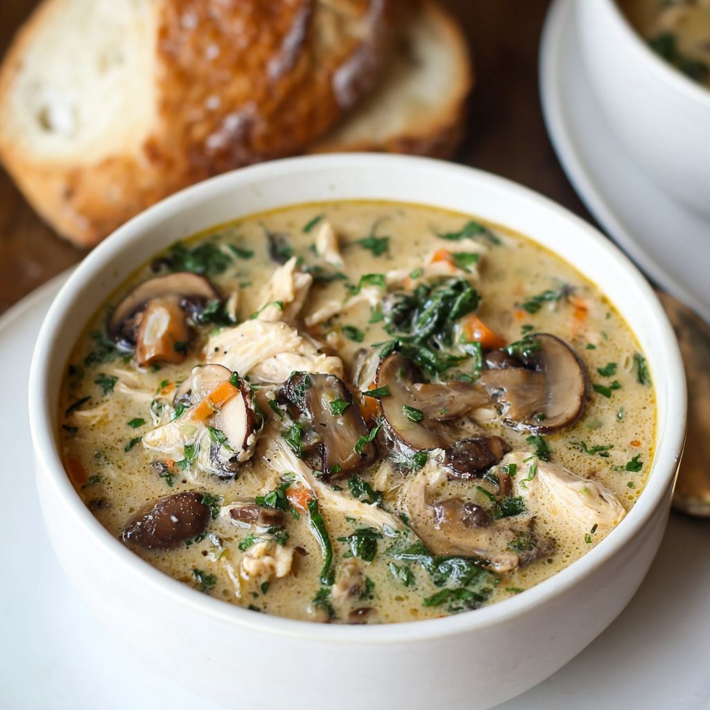 Comforting Rotisserie Chicken and Mushroom Soup