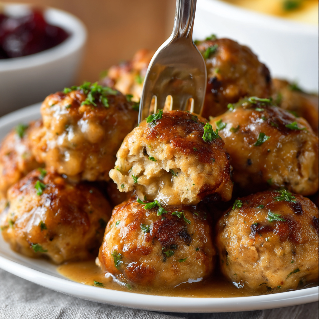 Stuffing balls on a baking sheet