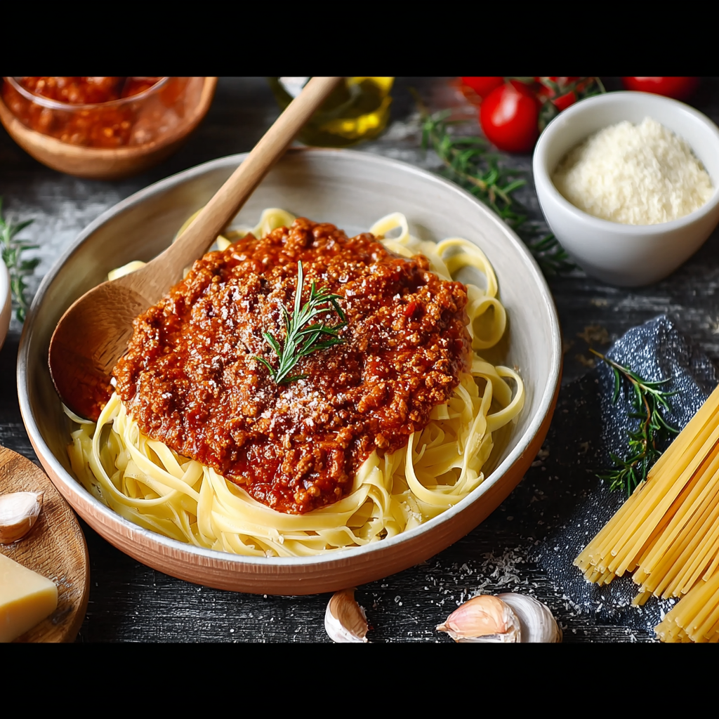 Sauce bolognaise maison dans une casserole