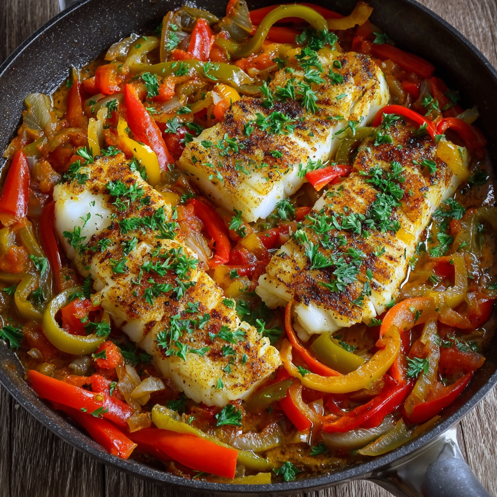 Cabillaud à la Basquaise aux Poivrons