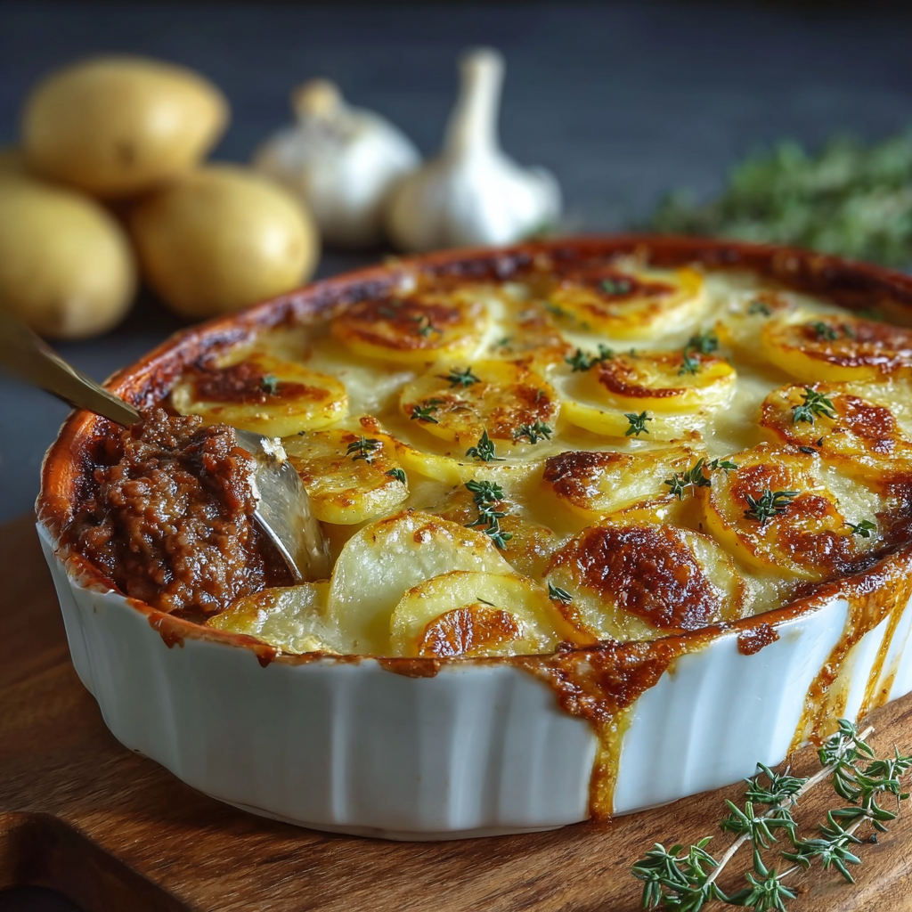 Gratin de pommes de terre au boeuf