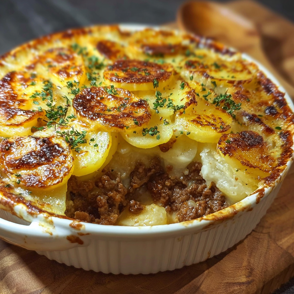 Tranches de pommes de terre et ingrédients