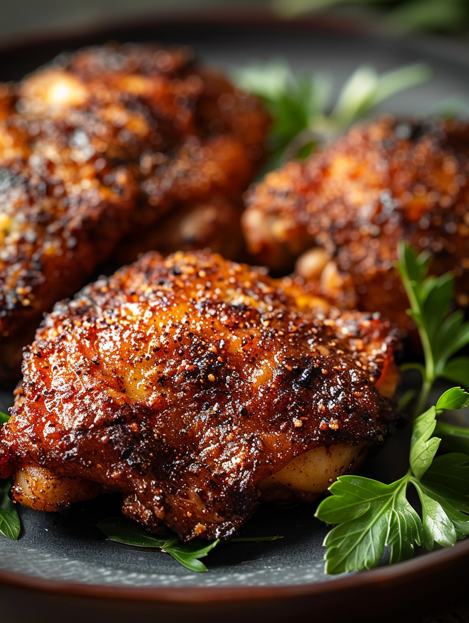 Close-up of panko-crusted chicken thigh