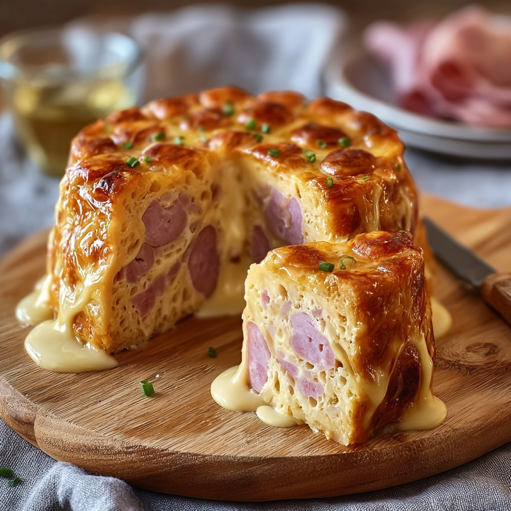 Moelleux à la moutarde, jambon et fromage