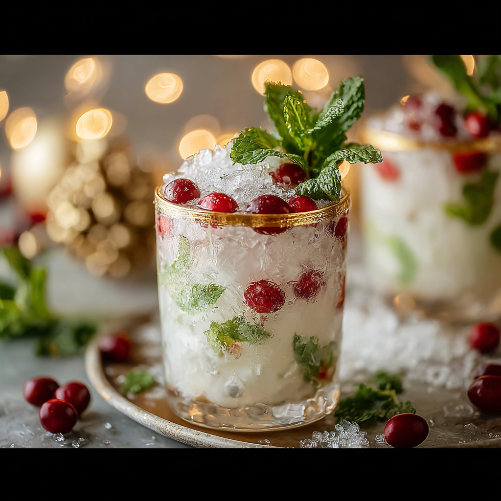 Pitcher of White Christmas Mojitos with mint