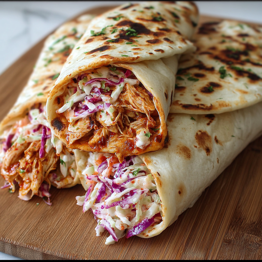 BBQ Chicken Coleslaw Wraps
