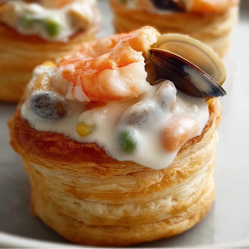 Gros plan sur crevettes et pétoncles dorés