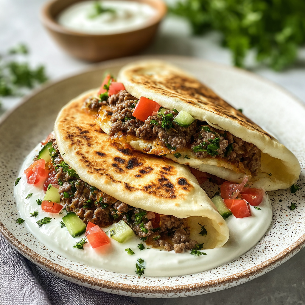 Mediterranean Ground Beef Pita Pockets